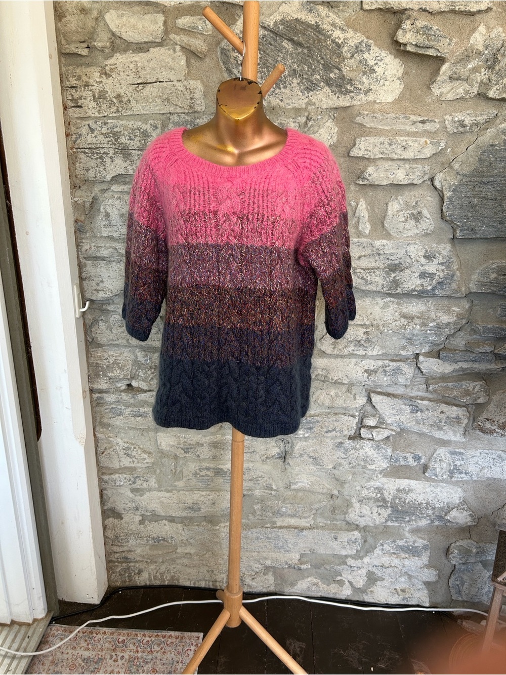Ombre Cable Scoop Neck Sweater
